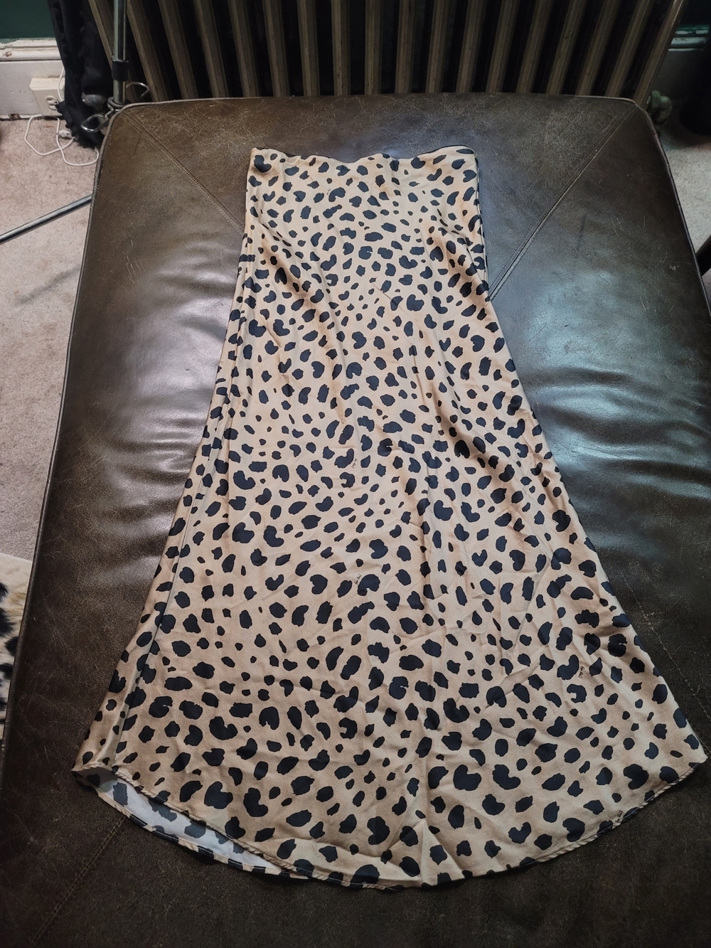 Realisation Par Beige and Black Leopard Midi Skirt